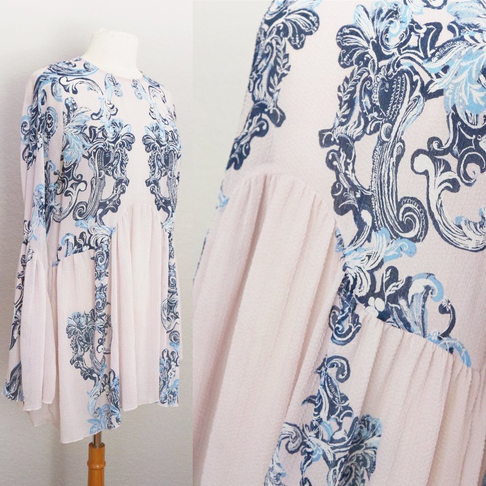 Free People Printed Symphony Sheer Swing Slip Dress in Petal Pink Combo S $98 - Picture 8 of 15